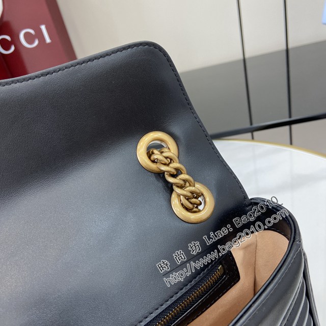Gucci專櫃古馳最新款Marmont系列絎縫迷你手袋鏈條肩背包 jh2786型號：443497